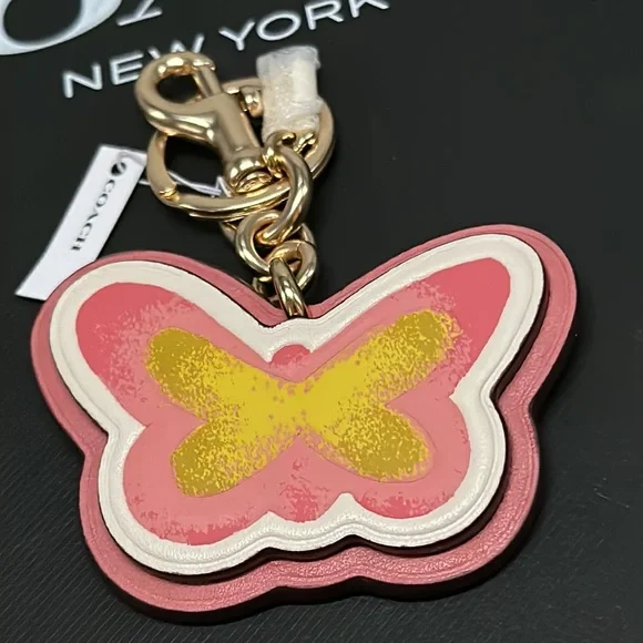 NWT Coach Butterfly Bag Charm Signature Canvas Leather Graphic Keychain FOB 8248 - Picture 4 of 8